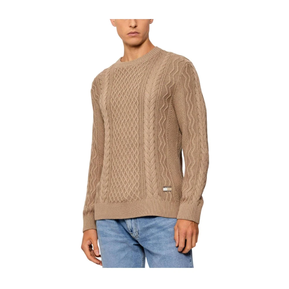 Tommy Hilfiger Men's Beige Round-Neck Knitwear, L, Round-Neck Knitwear