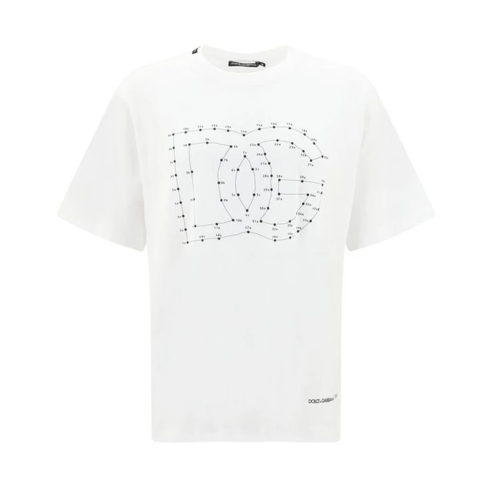 Dolce & Gabbana Iconisch katoenen T-shirt met Maxi-logo White Heren