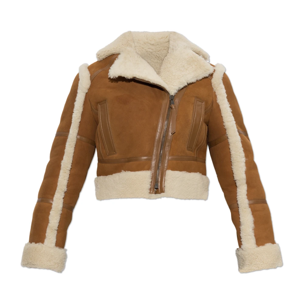 Balmain Donna Marrone Giacca Biker In Shearling - Immagine 2