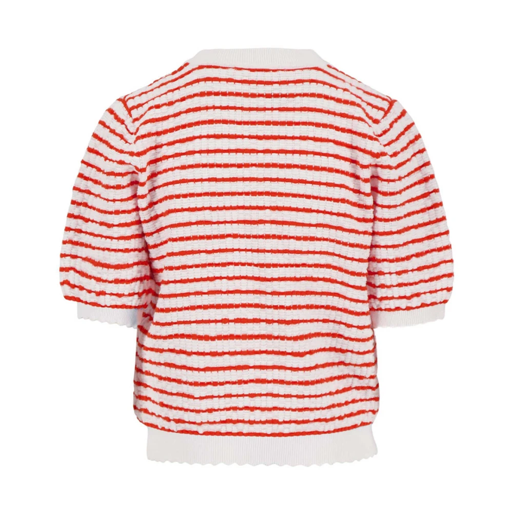 Zusss Gestreepte Korte Mouw Top Red Dames
