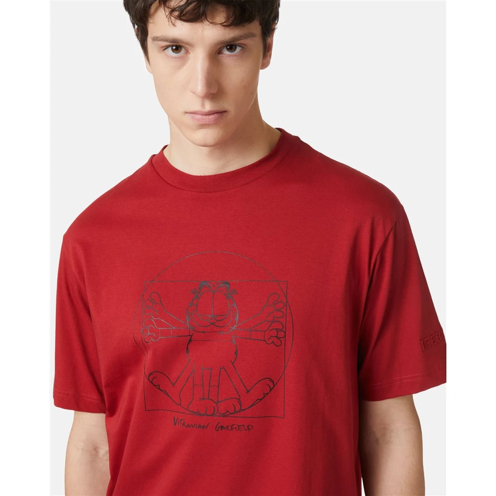 Iceberg T-shirt met Vitruviaans Garfield-print Red Heren