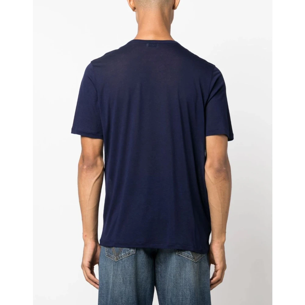 Saint Laurent T-shirt met logo-borduursel korte mouwen Blue Heren
