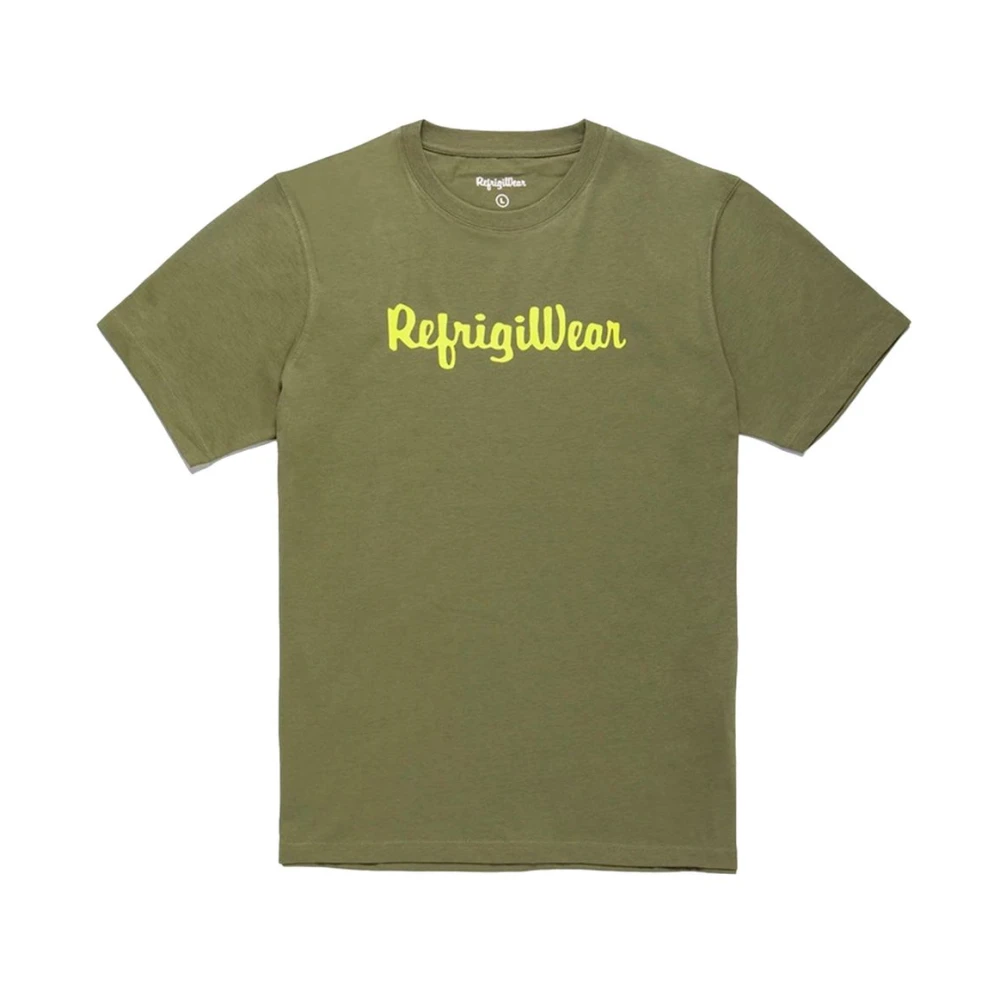 RefrigiWear Army Cotton Tee met contrastlogo Green Heren