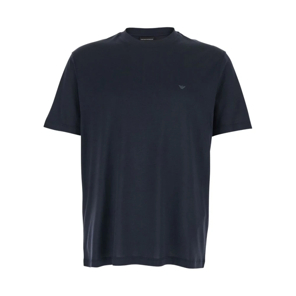 Emporio Armani Men's Blue T-Shirts, S, Capsule Logo Print Short Sleeve T-Shirt
