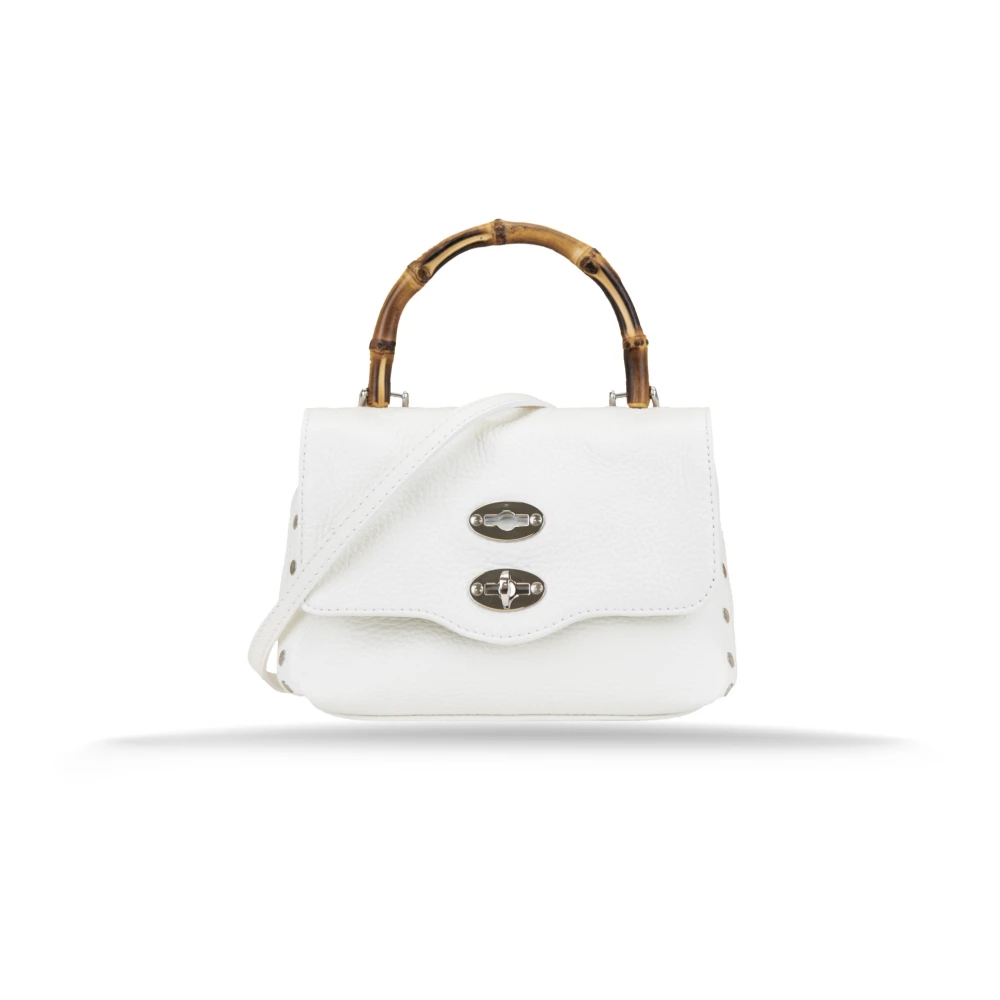 Zanellato Bamboe Handvat Leren Schoudertas White Dames