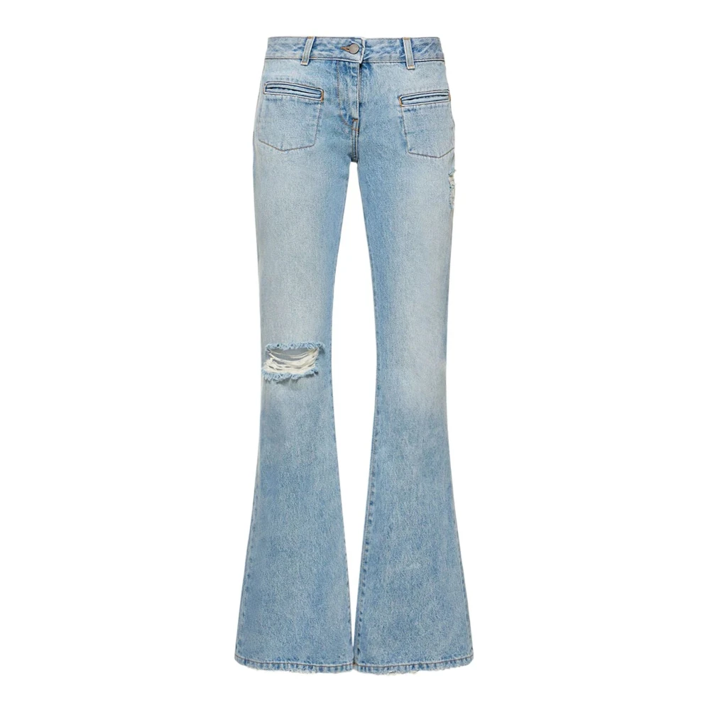Palm Angels Blauwe Bootcut Ripped Jeans Blue Dames