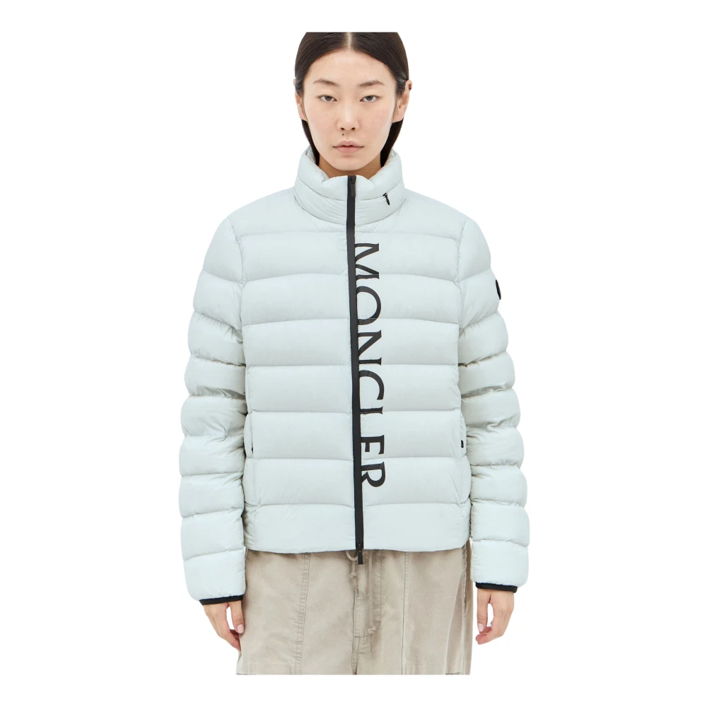 Moncler Gewatteerd Donsjack met Logoprint Gray Dames