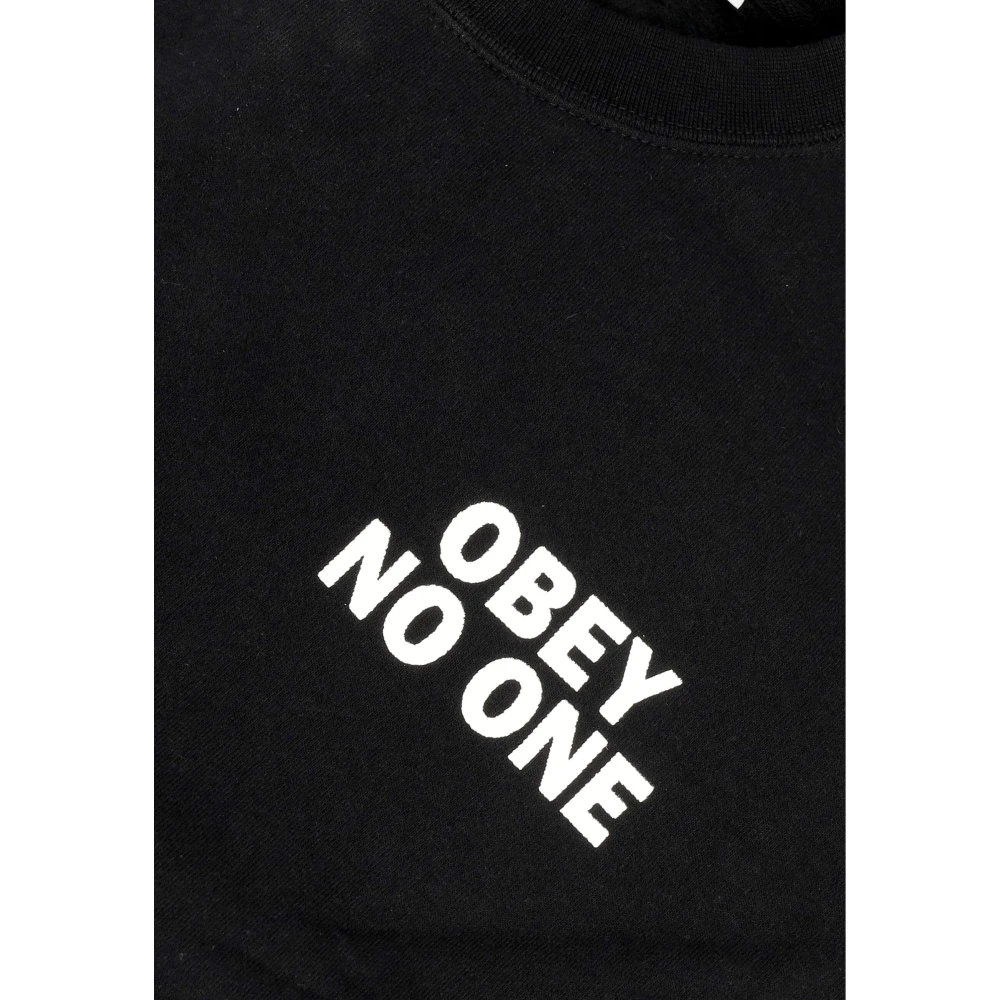 Obey Zwarte Klimsweatshirt met Zeefdruk Black Heren
