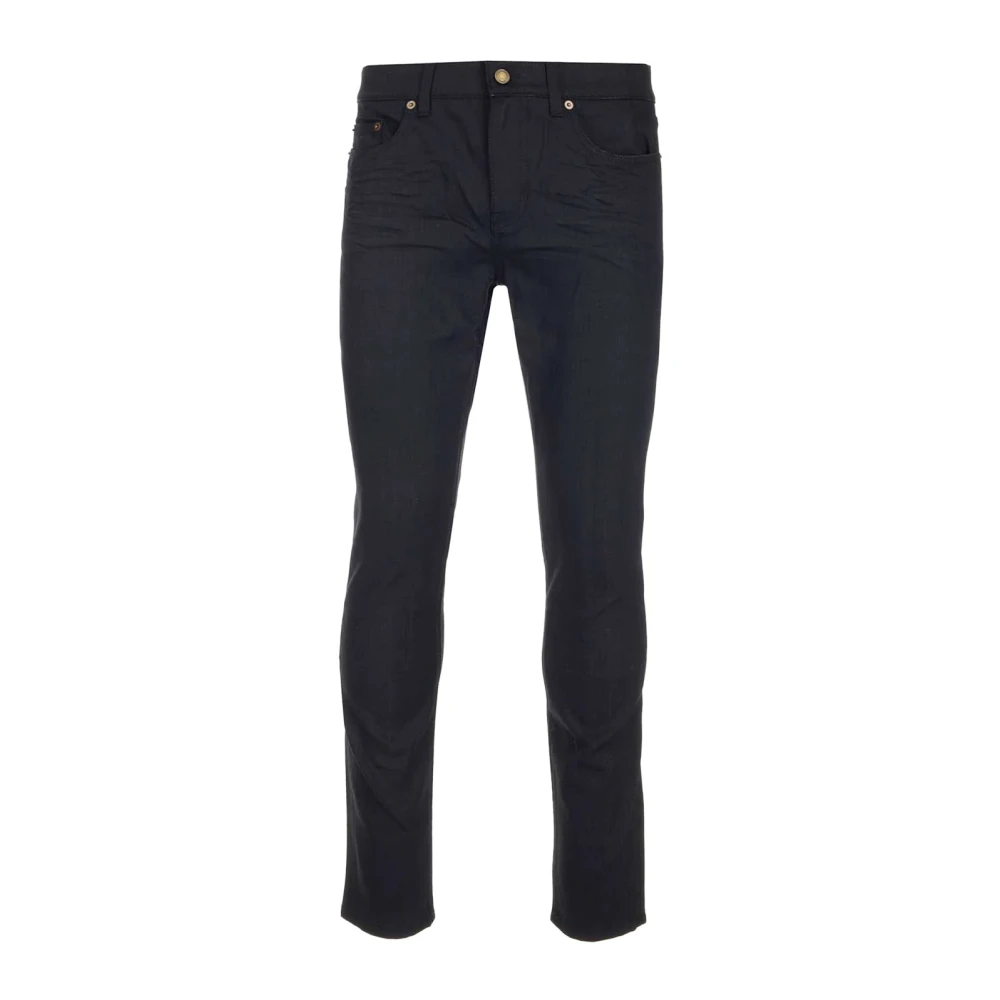 Saint Laurent Slim Jeans van Katoen en Elastaan Black Heren