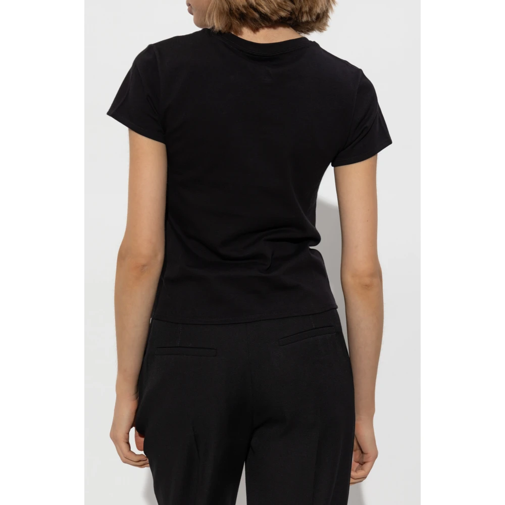 Stella Mccartney T-shirt met logo-vormige applicatie Black Dames