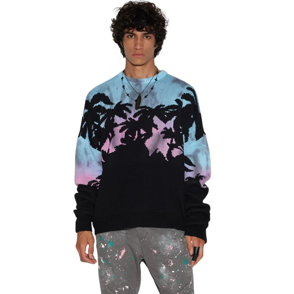 Dsquared2 Men's Multicolor Round-Neck Knitwear, M, Colorful Pullover Sweatshirts And Hoodies