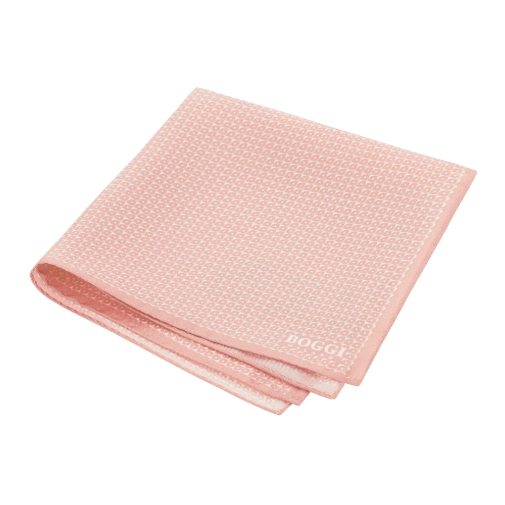 Boggi Milano Zijden zakdoek met micro patroon Pink Heren