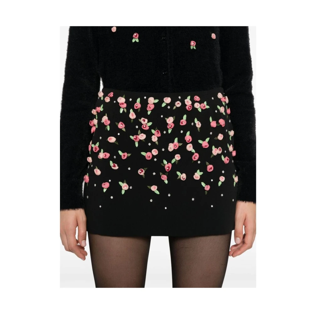 Blumarine Zwarte Bloemenapplicatie Rok Black Dames