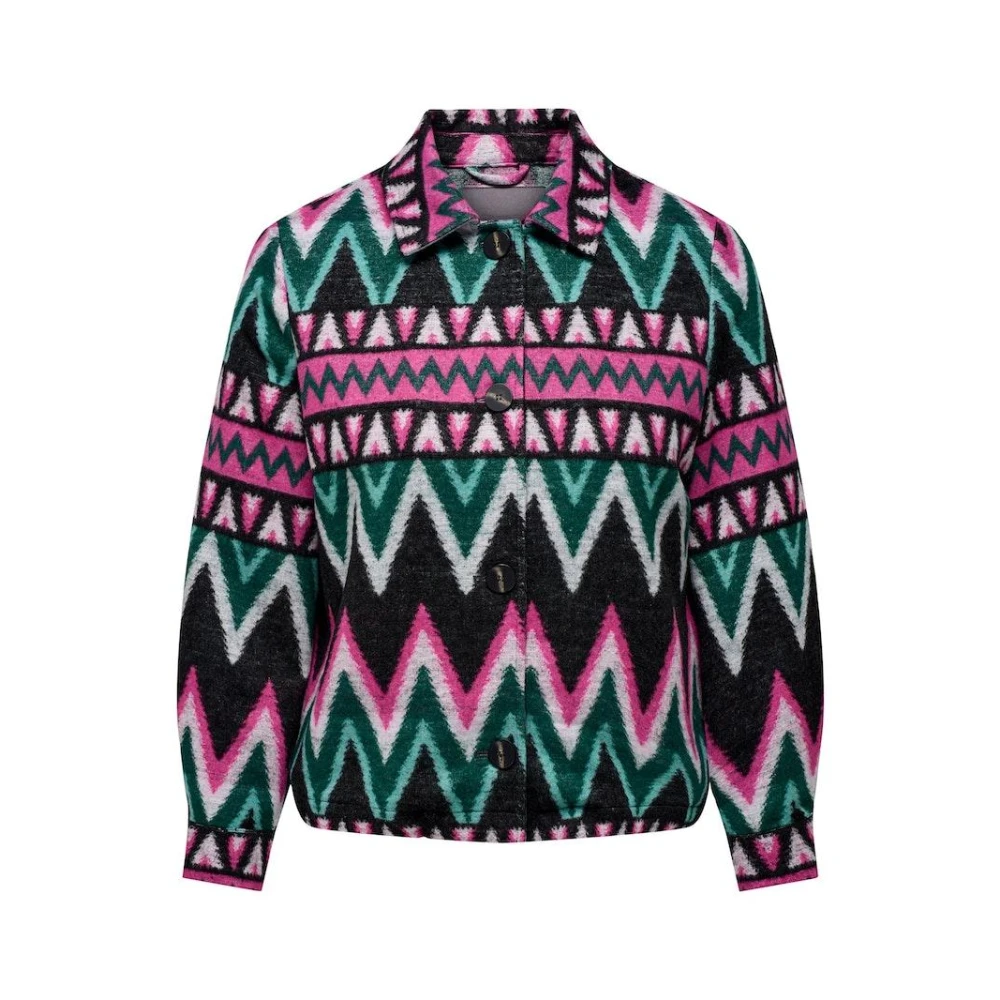 Only Carmakoma Aztec Jacket OTW Zwart Fuchsia Paars+Bayberry Multicolor Dames