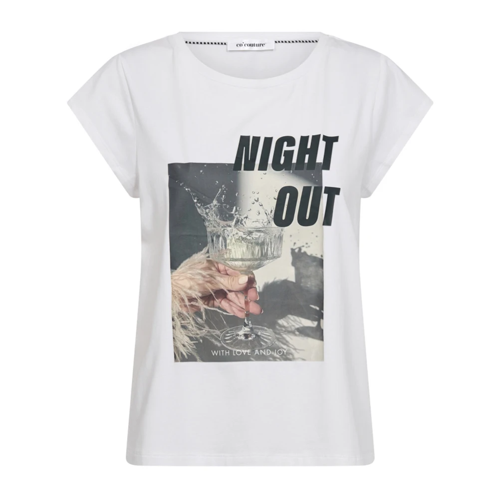Co'Couture Grafische Tee Nightcc Out Top Wit White Dames