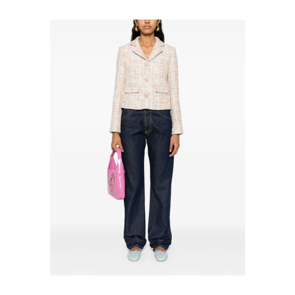 Self Portrait Paillet Tweed Jas Beige Dames