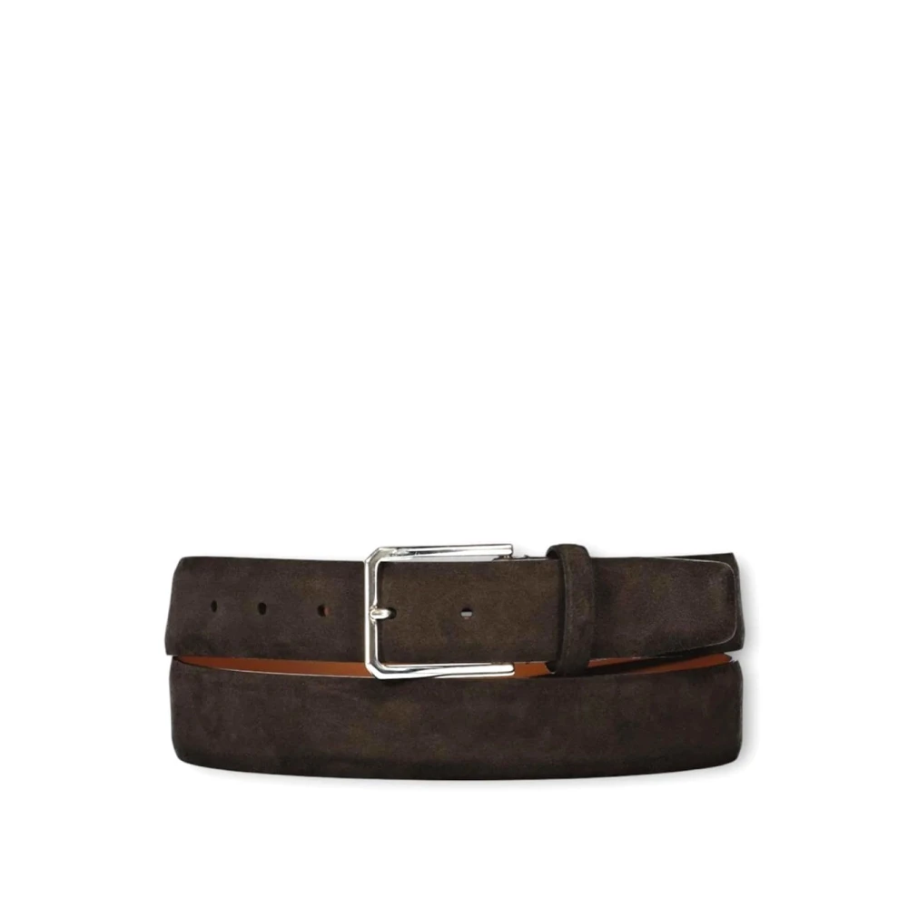 Santoni Men's Brown Stylish Leather Belt With Unique Design