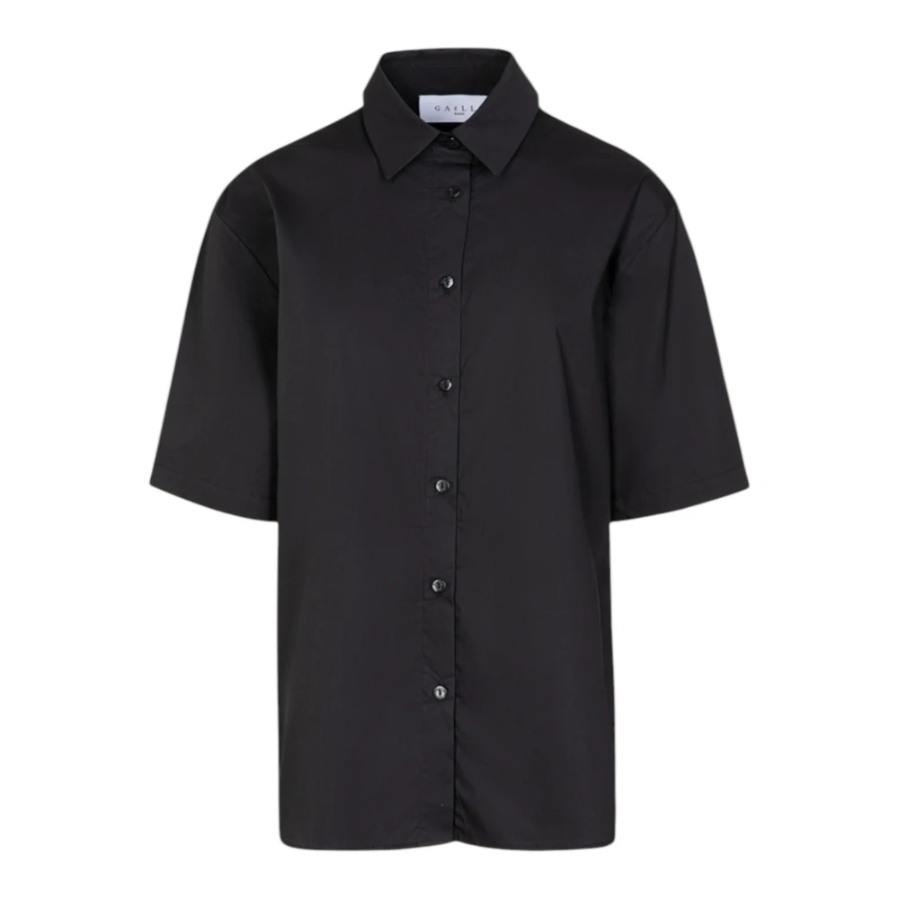 Gaëlle Paris Black Shirts, Female, L, Camicia Over Mezza Manica In Cotone