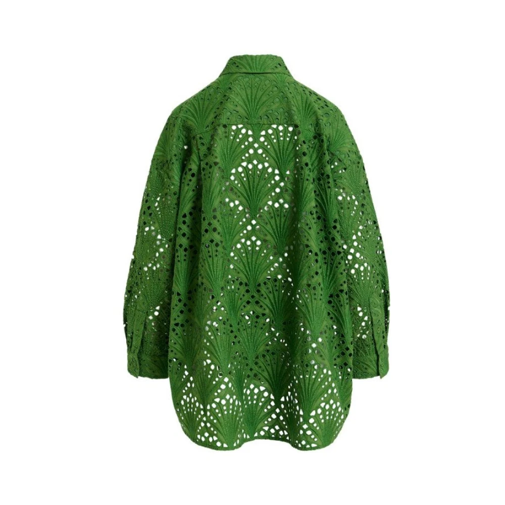 Essentiel Antwerp Oversized Geborduurd Shirt met Pailletten Green Dames