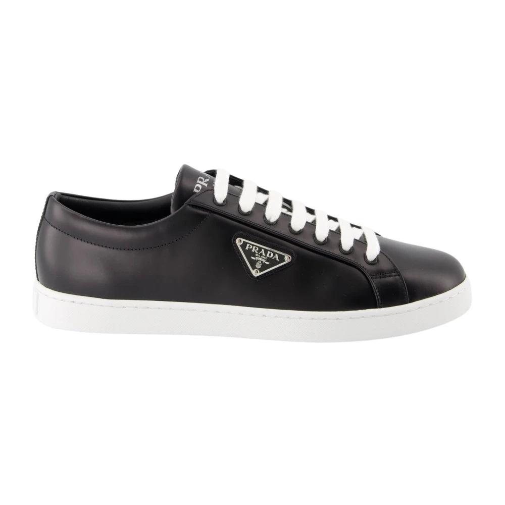 Prada Borstad läder sneakers, Höst-Vinter 2024 Black, Herr