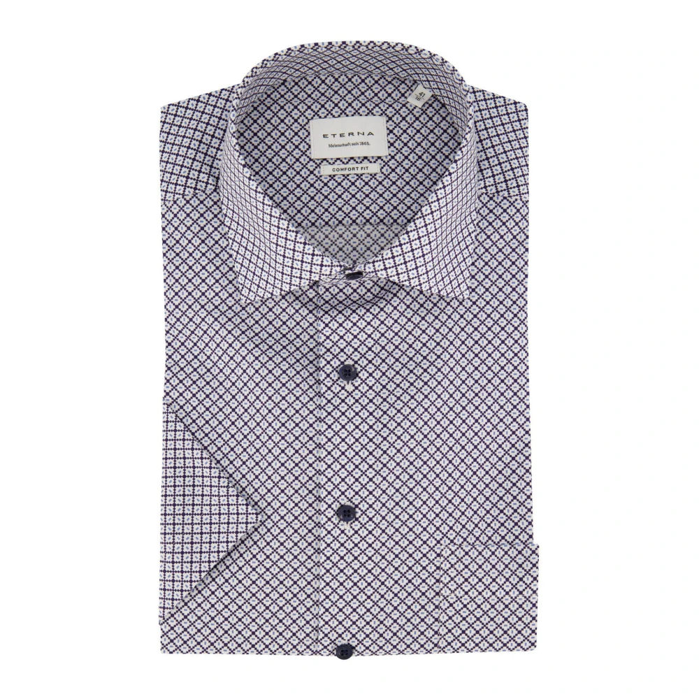 Eterna Korte Mouw Donkerblauw Business Overhemd Blue Heren