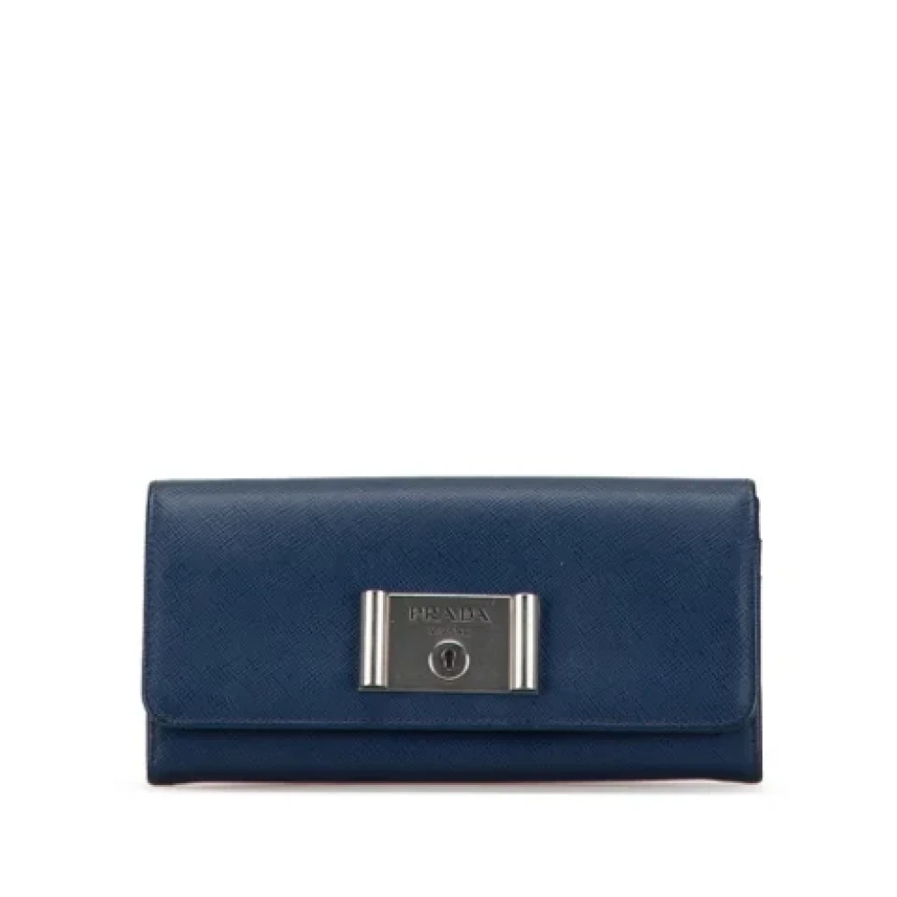 Prada Vintage Pre-owned Leather wallets Blue Dames