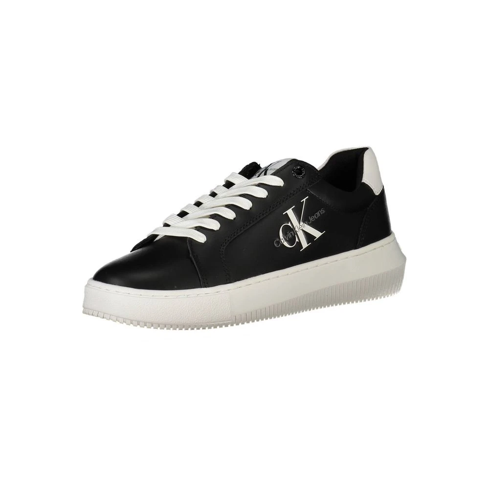 Calvin Klein Women's Black Sneakers, 6 Uk, Leather Sneaker