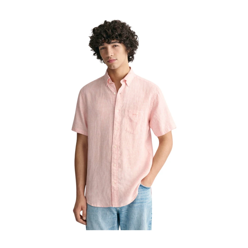 Gant Korte mouw overhemd 3240106 Pink Heren