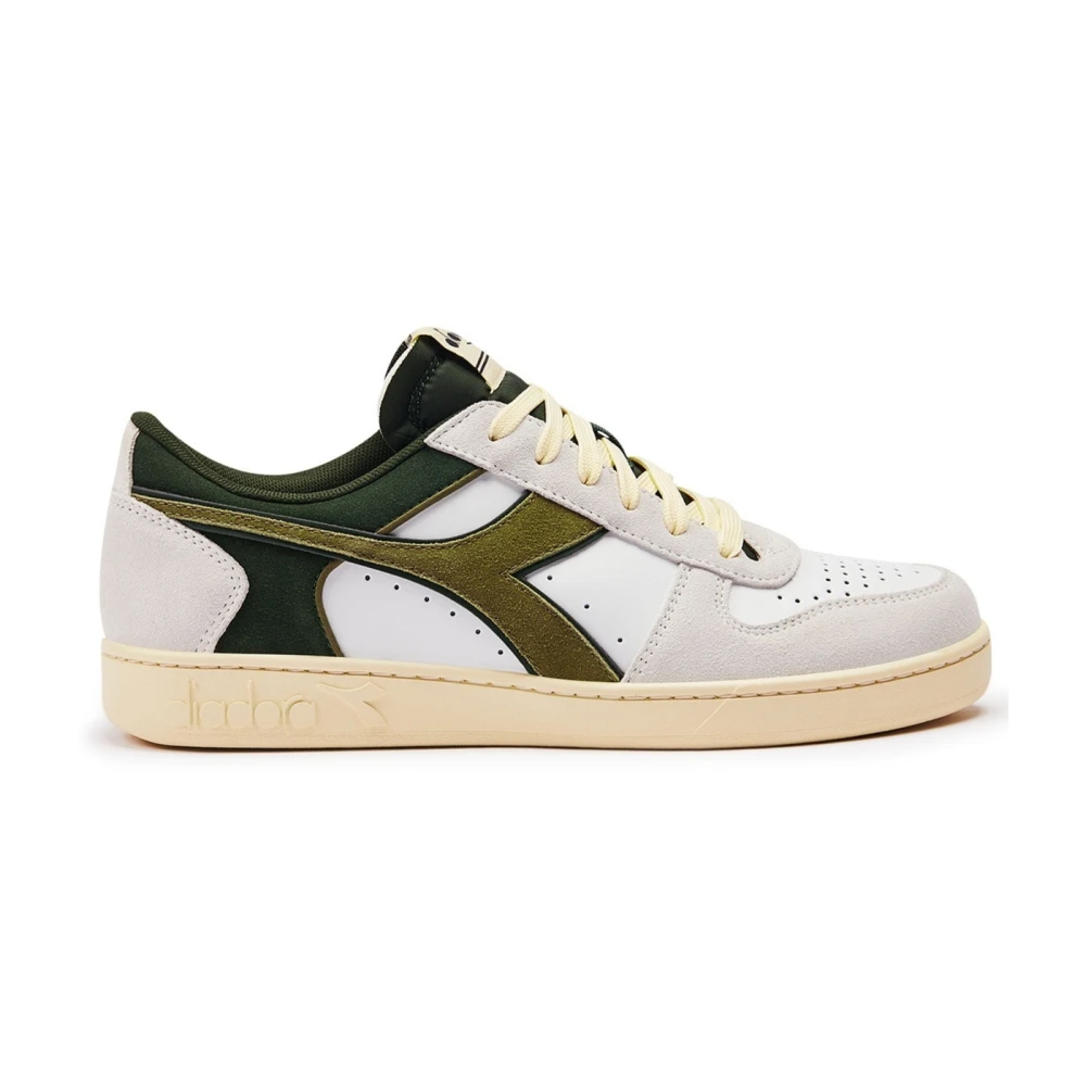 Diadora Men's White Magic Basket Low Suede Leather Sneakers