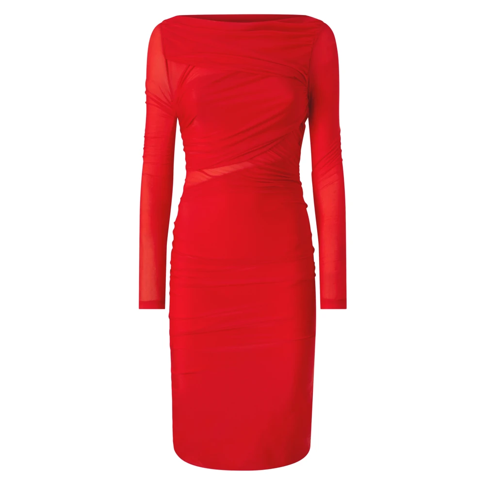Pinko Rode Stretch Jersey Boothals Jurk Red Dames