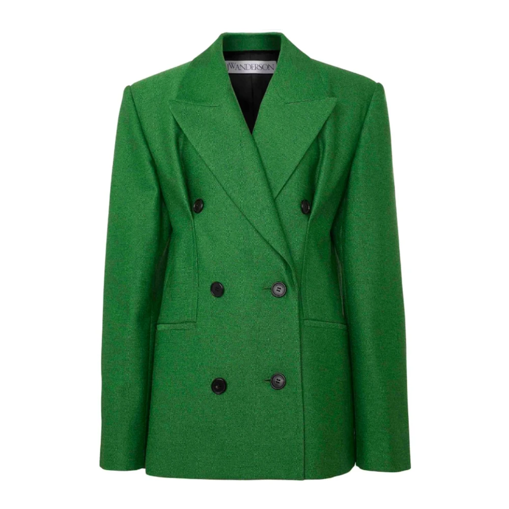 JW Anderson Groene double-breasted jas met puntige revers Green Dames