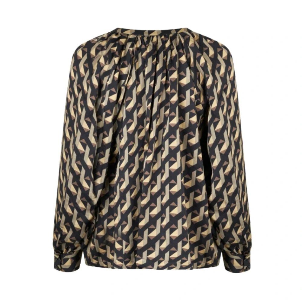 Second Female Gestippelde Blouse met Opstaande Kraag Second Dames Black Dames