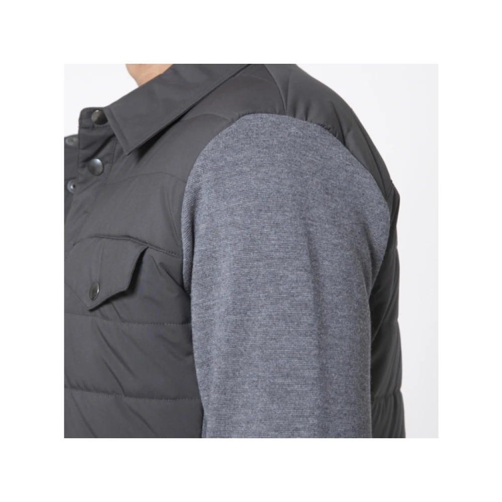 Gran Sasso Grijze Bi-Materiaal Jas Shirt Black Heren