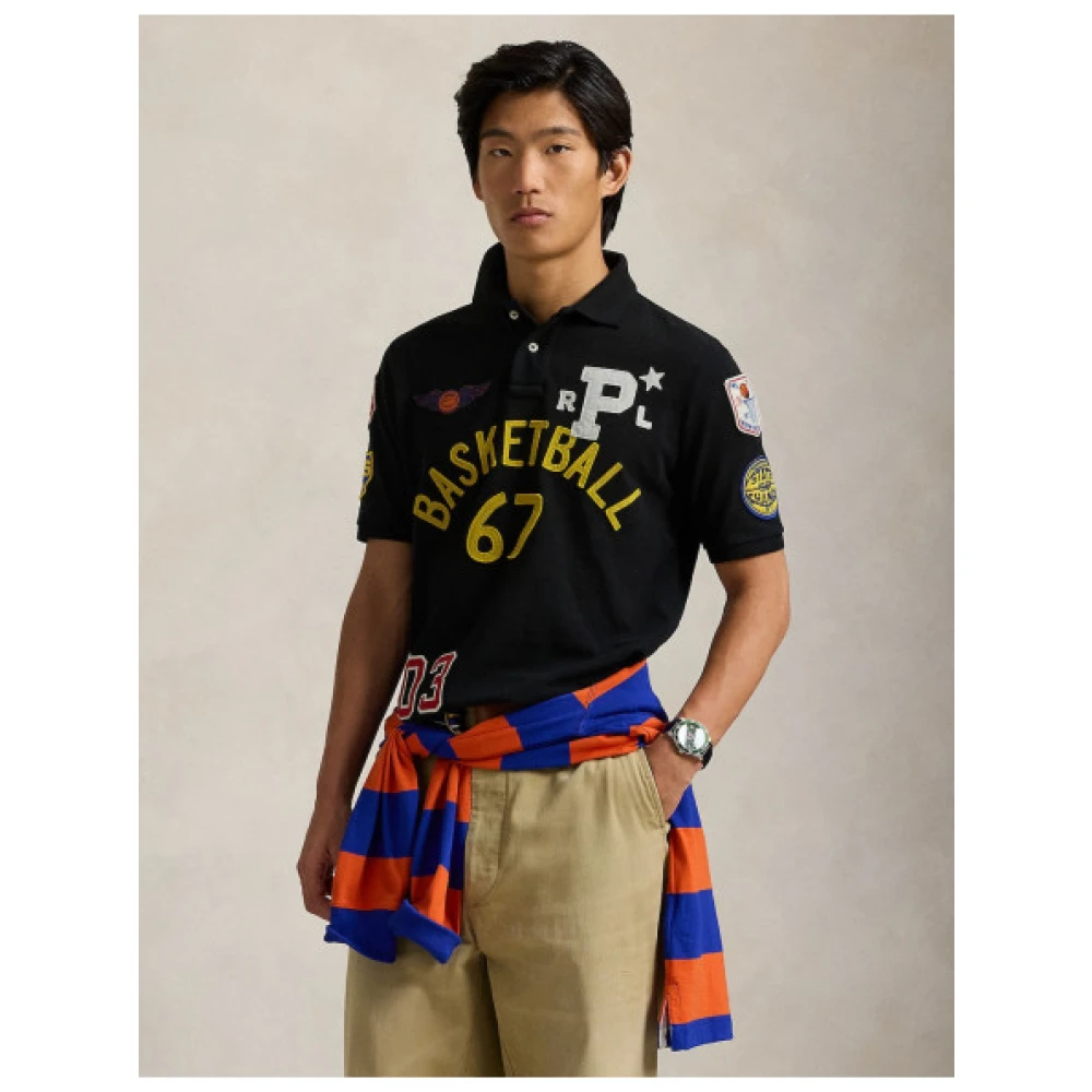 Polo Ralph Lauren Iconisch Gepatchte Basketbalstijl Shirt Black Heren