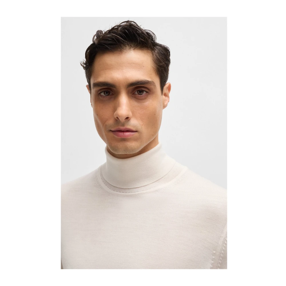 Hugo Boss Slim Fit Wollen Coltrui White Heren