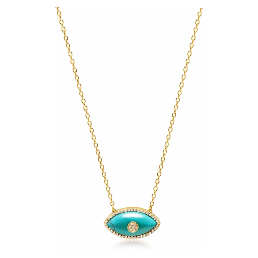 Nialaya Womens Turquoise Evil Eye Necklace Yellow, Dam