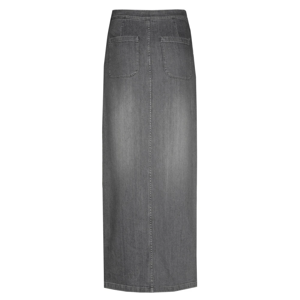 Caroline Biss Denim Midi Rok Comfortabele Stijl Gray Dames