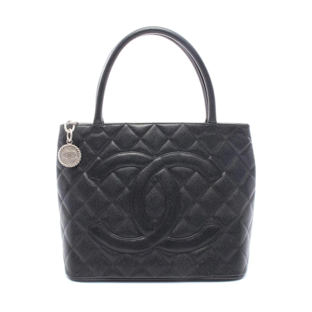 Chanel Vintage Women's Black Pre-Owned Vintage Quilted Tote Bag With Cc Charm