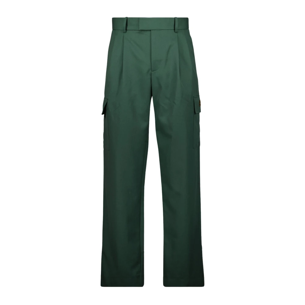 Drole De Monsieur Men's Green Cargo Wool Trousers Spring-Summer 2025 - Straight Trousers - M - Trousers