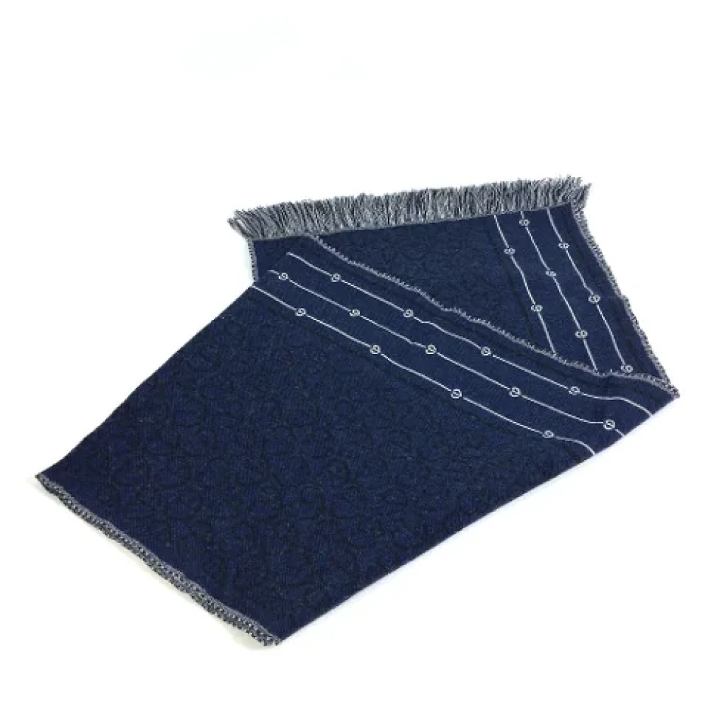 Dior Vintage Pre-owned Wool scarves Blue Dames