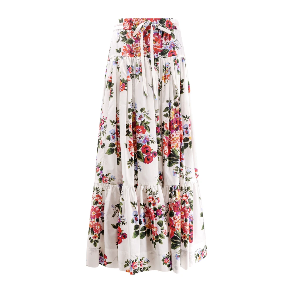 Dolce & Gabbana Women's Multicolor Flower Bouquet Poplin Long Skirt - M - Skirts