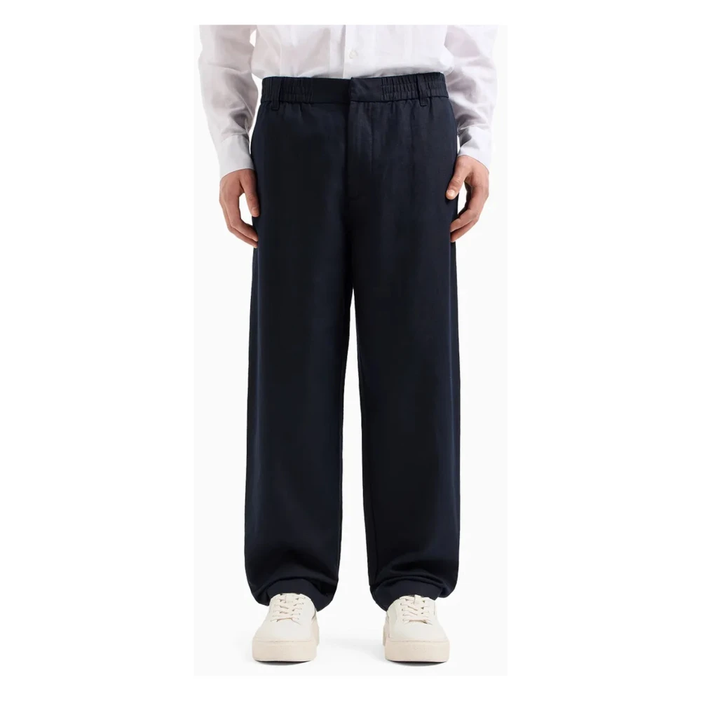Armani Exchange Straight Trousers Blue Heren