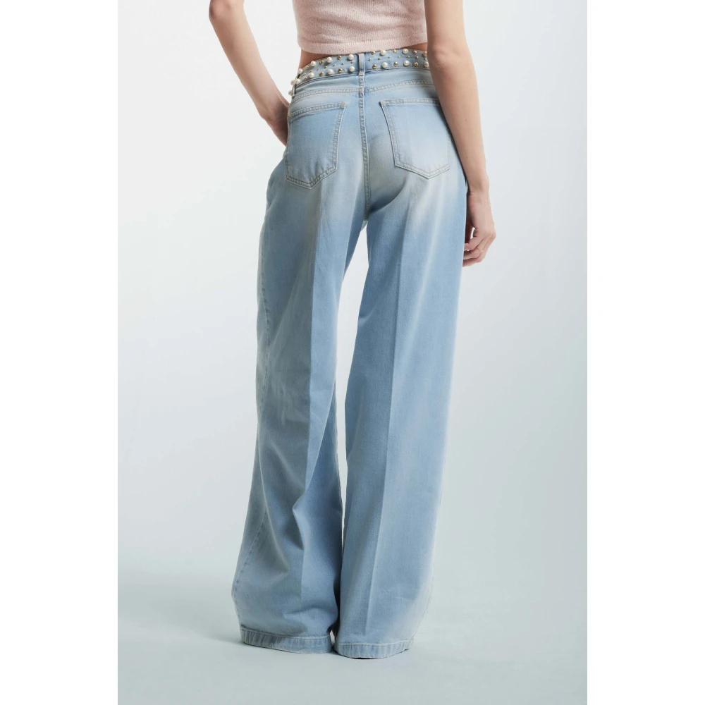 Kocca Beaded Wide Leg Jeans Blue Dames