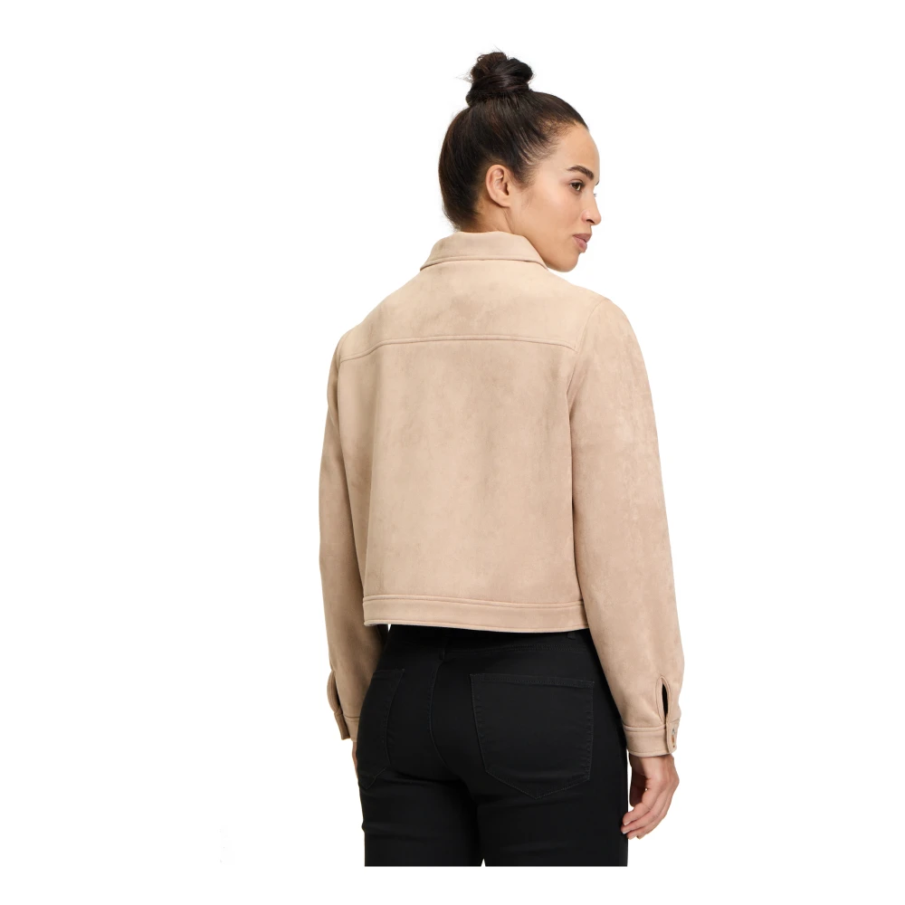Betty & Co Imitatiebont Lange Mouw Jas Beige Dames