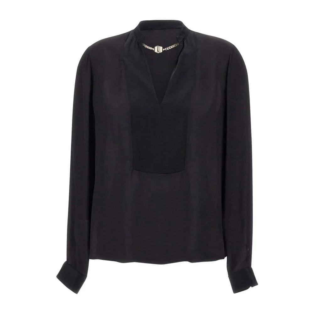 Liu Jo Zwarte Blouse met Ketting Logo Detail Black Dames