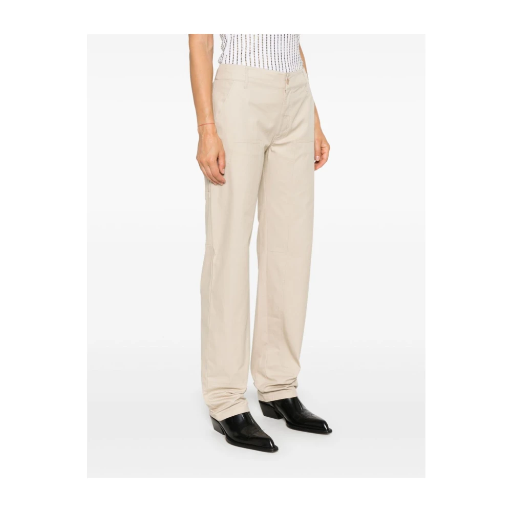 Moschino Logo Tag Stijlvolle Broek Beige Dames