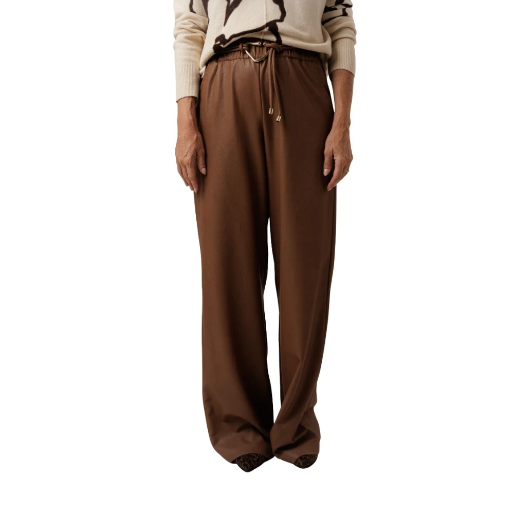 Caroline Biss Elegante gecoate broek met riem Brown Dames