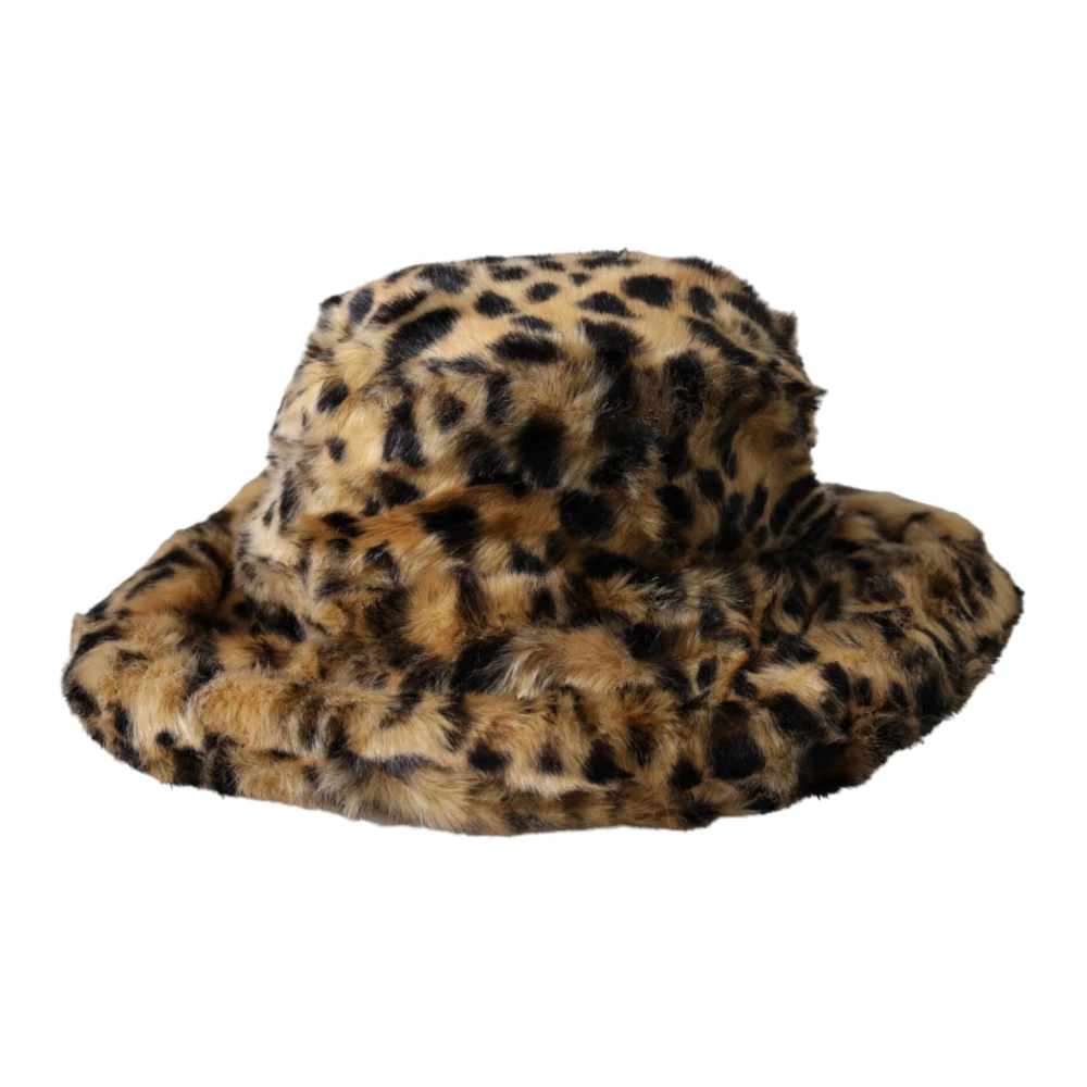 Dolce & Gabbana Women's Brown Leopard Bucket Hat Fur