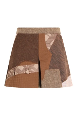 Shorts med hög midja och lapptäcksmönster
