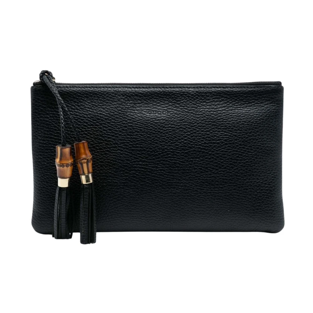 Gucci Vintage Women's Black Vintage Clutches, One Size, Pre-Owned Bamboo Tassel Pouch
